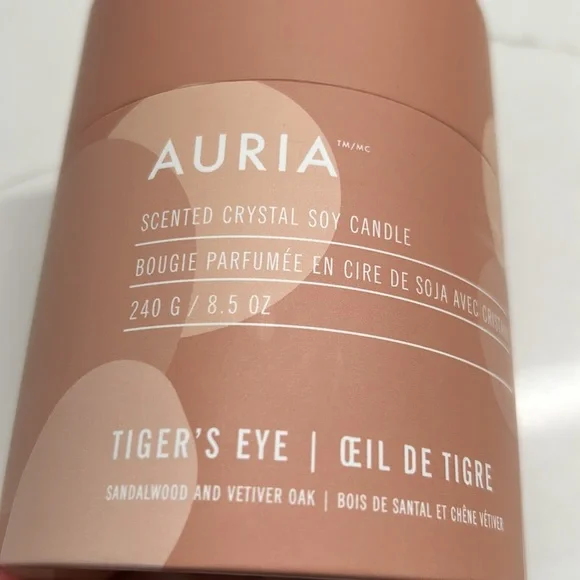 ✨Sold✨Auria Scented Crystal Soy Candle Tiger’s Eye 8.5 oz Sandalwood & Vetiver - Picture 7 of 9